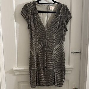 Parker Silver Sequin Mini Dress